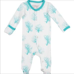 L’ovedbaby Teal Sea Fan Footed Coverall (0-3)